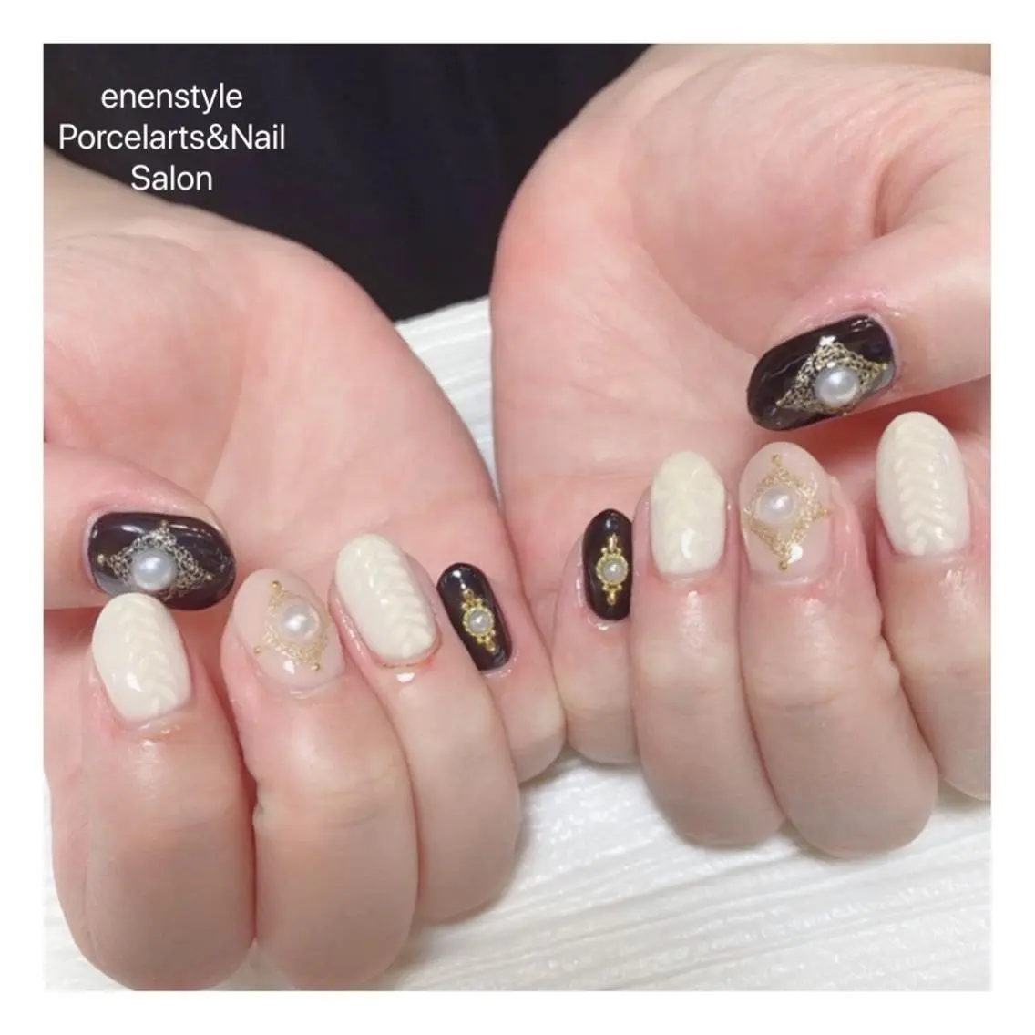 ミディアム ネイル ハンドネイル 🐾enen style 🐾のネイルデザイン