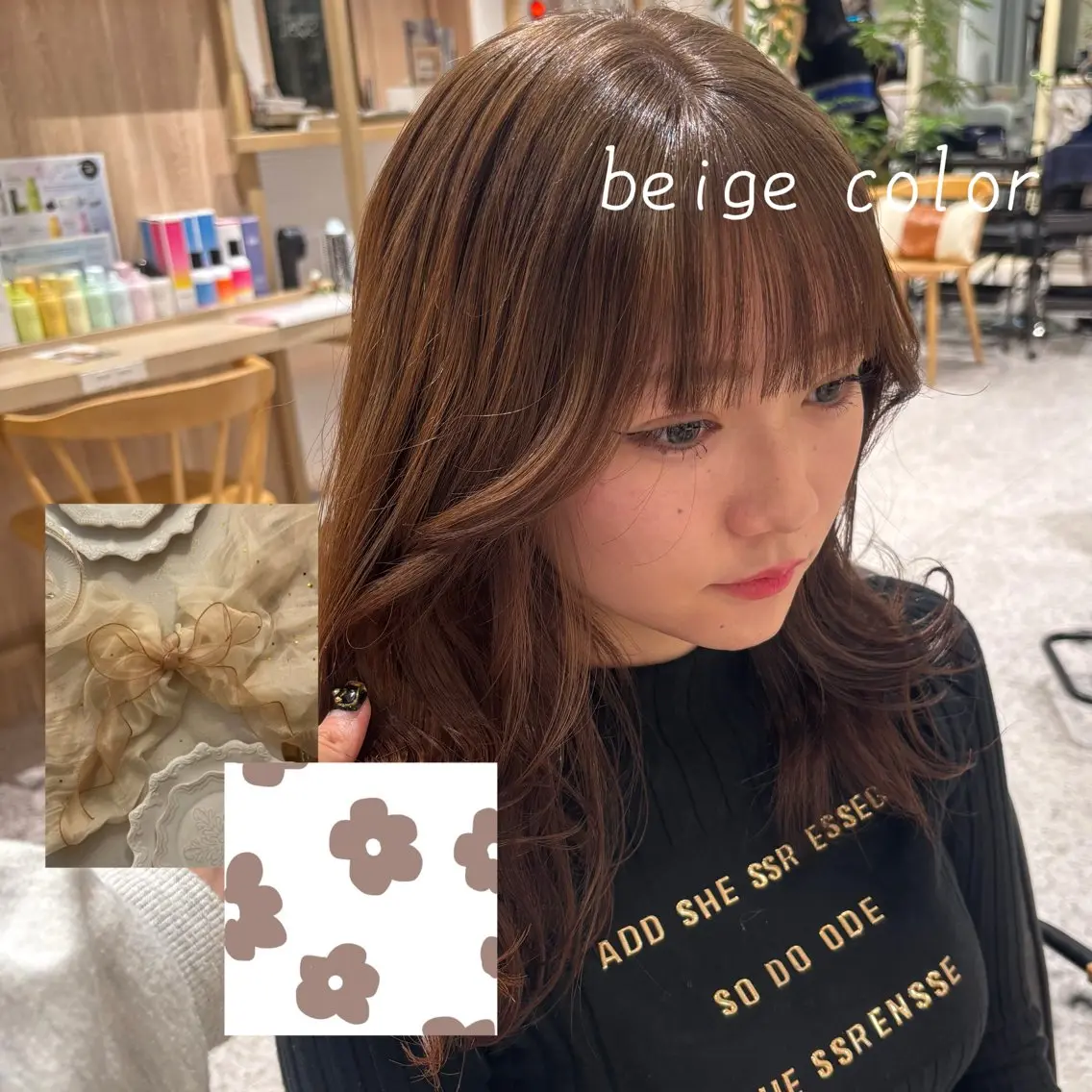 ロング カラー ベージュカラー ダブルカラー イヤリングカラー ハイライトカラー ハイトーンカラー ヘアカラー 暖色カラー/ パリジェンヌ💟みくのヘアスタイル