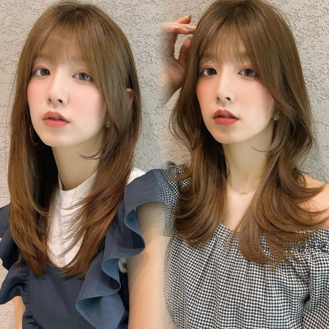 ミディアム カラー カット ヘアカラー レイヤー/髪質改善 Lond ambreのヘアスタイル