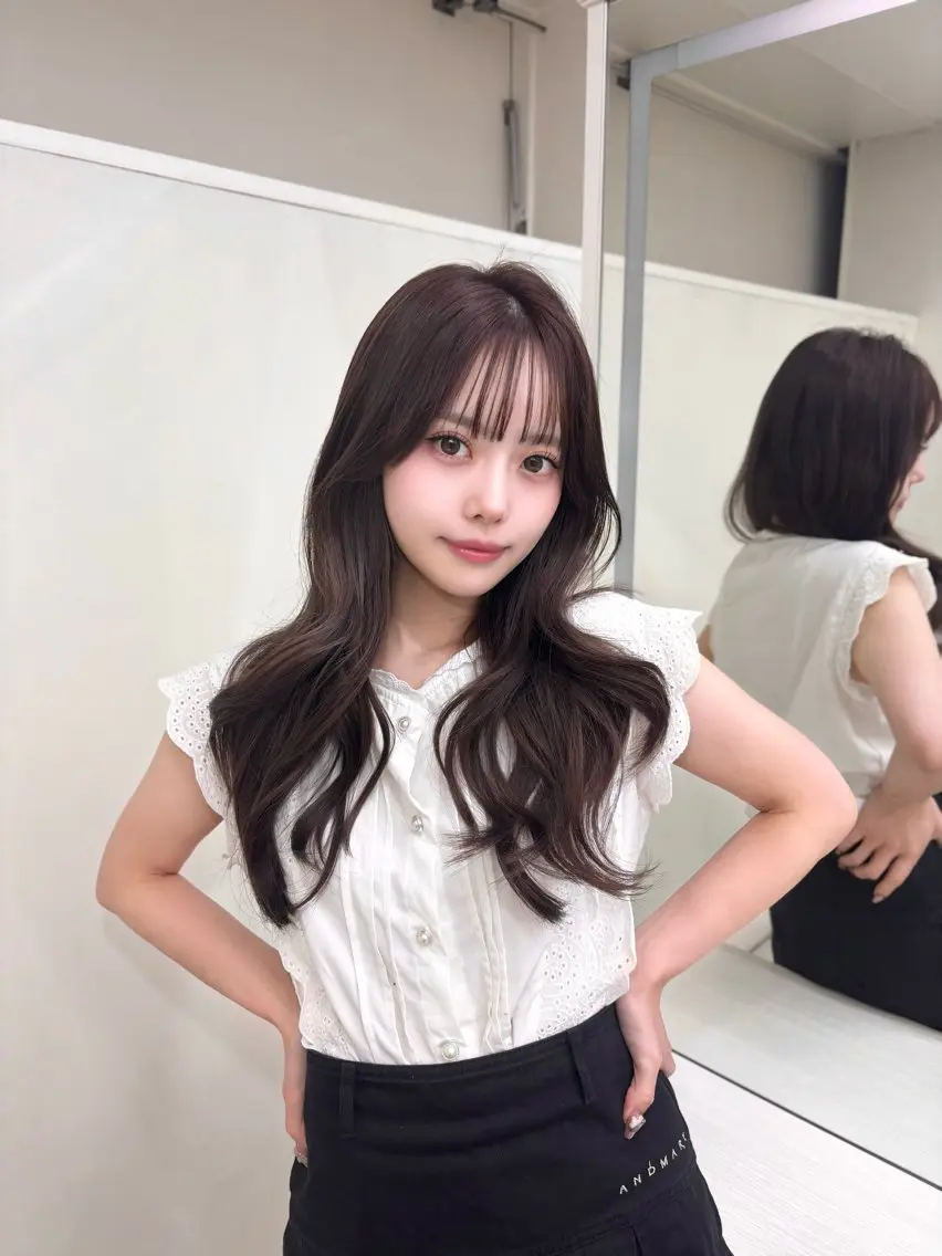 ロング カラー ブラウンカラー ラベンダーカラー 顔周りカット カット ヘアカラー トリートメント 透明感カラー ♡𝐒𝐚𝐤𝐢♡のヘアスタイル
