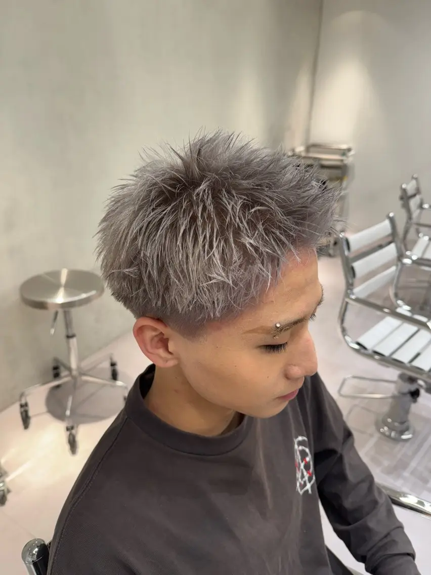 カラー メンズ シルバー ホワイトシルバー ブリーチ/パーマ特化 片平和寿のヘアスタイル