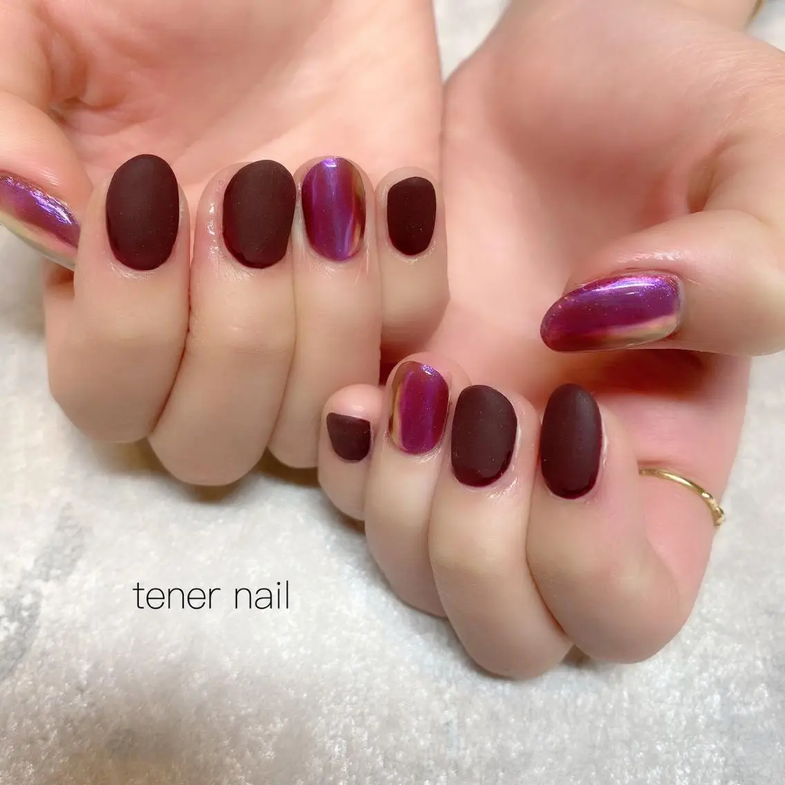 ネイル マットネイル ミラーネイル テネルネイル tener nailのネイルデザイン