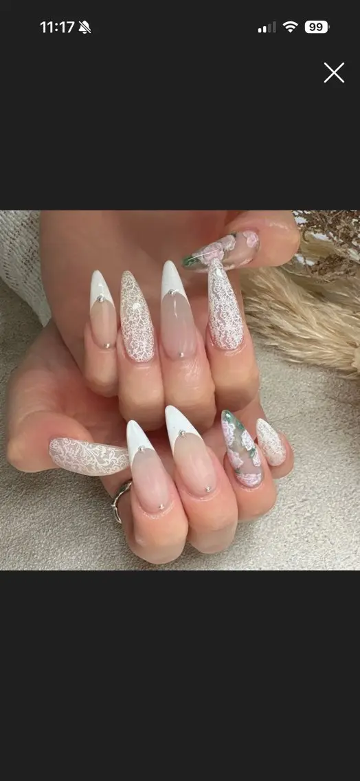 ネイル フラワーネイル ジェルネイル レース 持ち込み ニュアンスネイル Pooky nailsのネイルデザイン