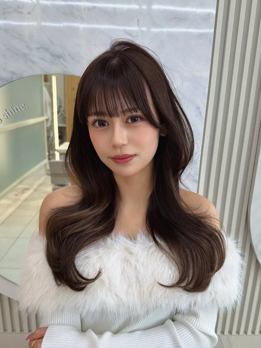 セミロング カット ヘアカラー トリートメント 顔周り/レイヤー /韓国ヘア/TAKUのヘアスタイル