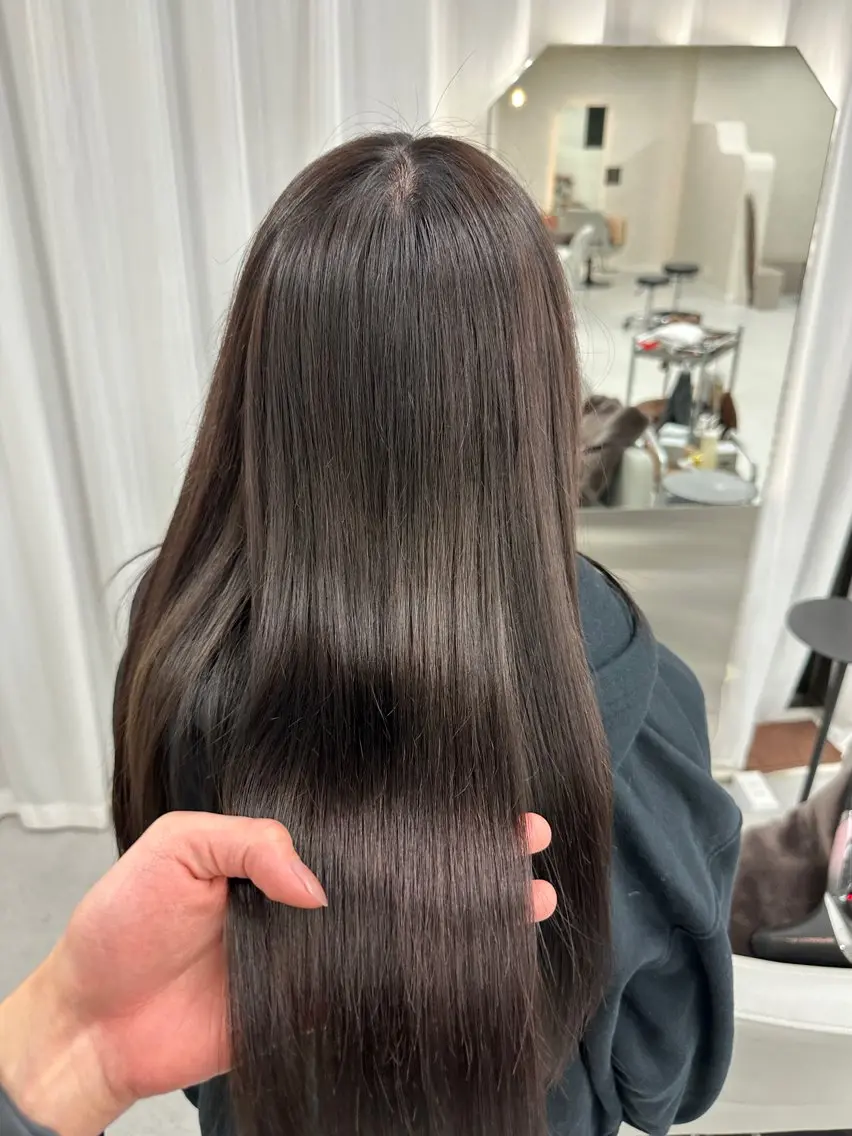セミロング カラー ブリーチ ブラウンカラー ピンクカラー ピンクブラウン 大場 賀句のヘアスタイル