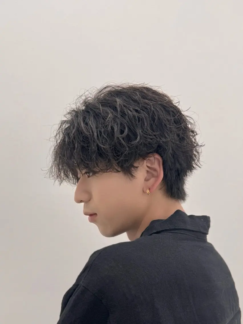 パーマ メンズ マッシュ カット パーマ 新潟No.1サロン 秋山深(メンズ限定)のヘアスタイル