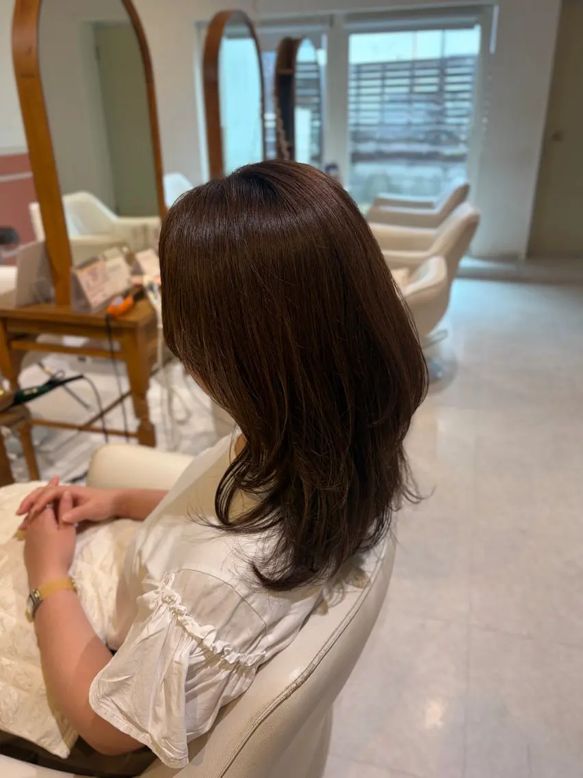 ミディアム ヘアカラー 梛木 唯のヘアスタイル