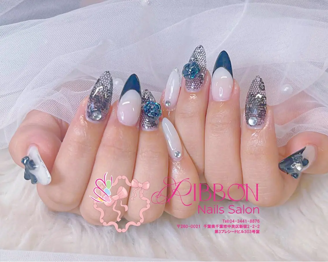 ネイル フットネイル フレンチネイル ジェルネイル マグネットネイル 持ち込み ハンドネイル Ribbonnail salonのネイルデザイン