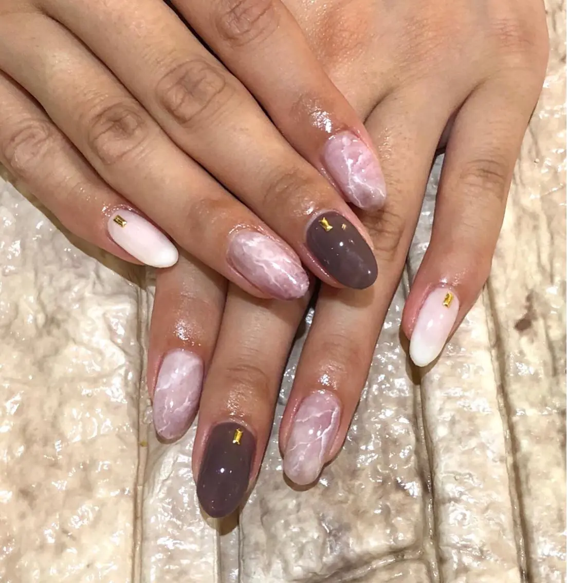 ネイル 大理石ネイル(マーブル) ハンドネイル 髙橋 優菜のネイルデザイン