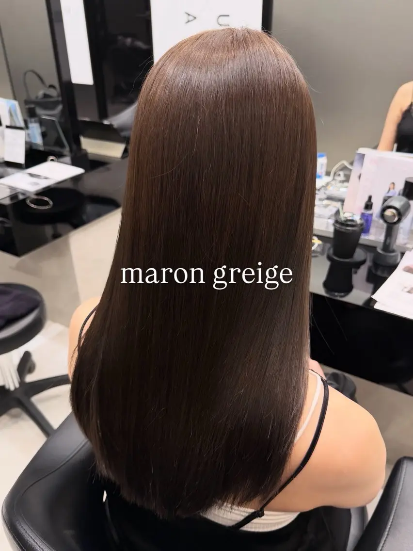 ロング カラー ブラウンカラー 透明感カラー グレージュ ロング トリートメント ヘアカラー トリートメント 💜ひな💜韓国レイ ヤー/透明感/美髪のヘアスタイル