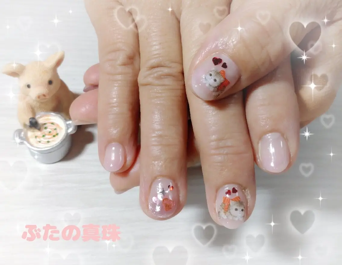 ネイル ハート ハンドネイル 林 珠里のネイルデザイン