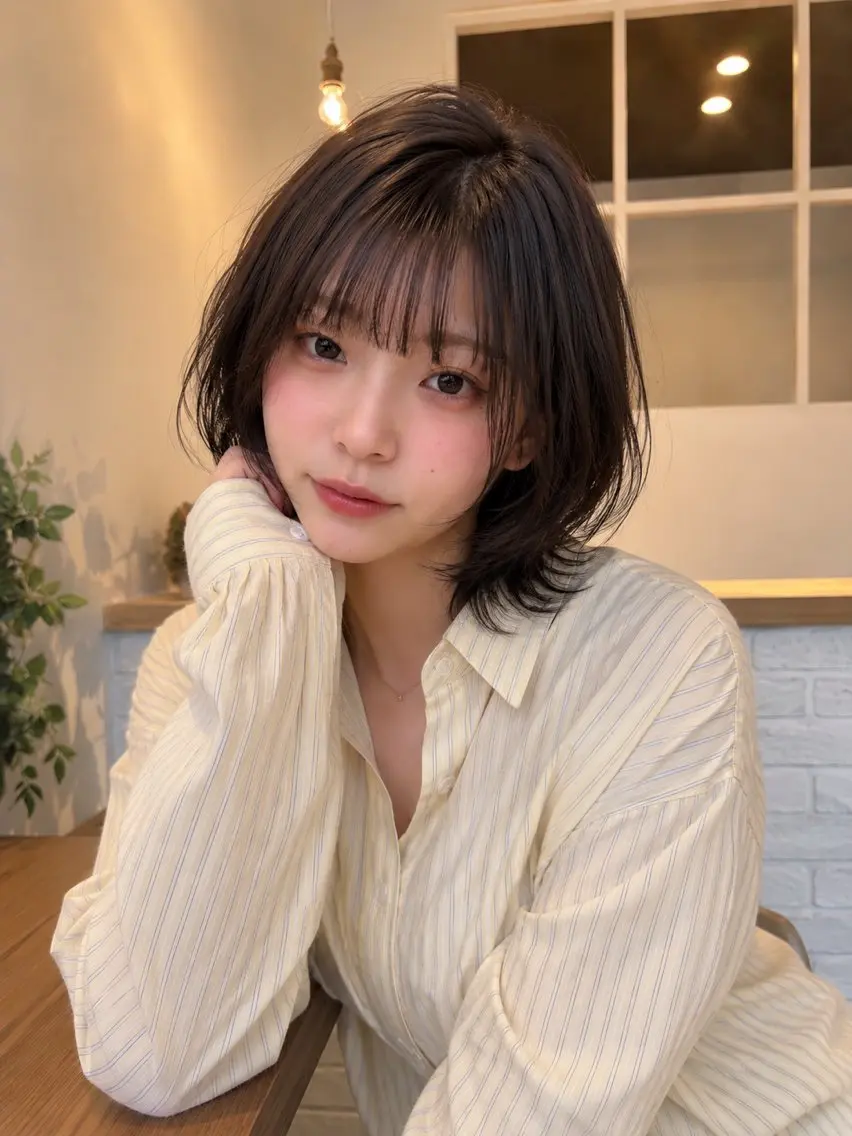 セミロング カラー カット ヘアカラー トリートメント 小顔垢抜けレイヤー/ ハイトーン/YUTOのヘアスタイル