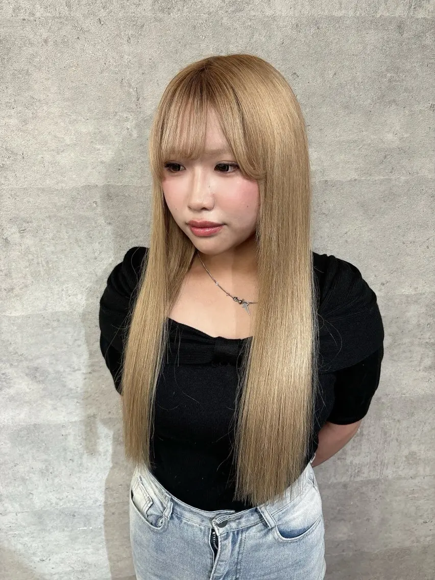 ロング ヘアカラー エクステ 外れにくいエク💚 EST梅田TAKIのヘアスタイル