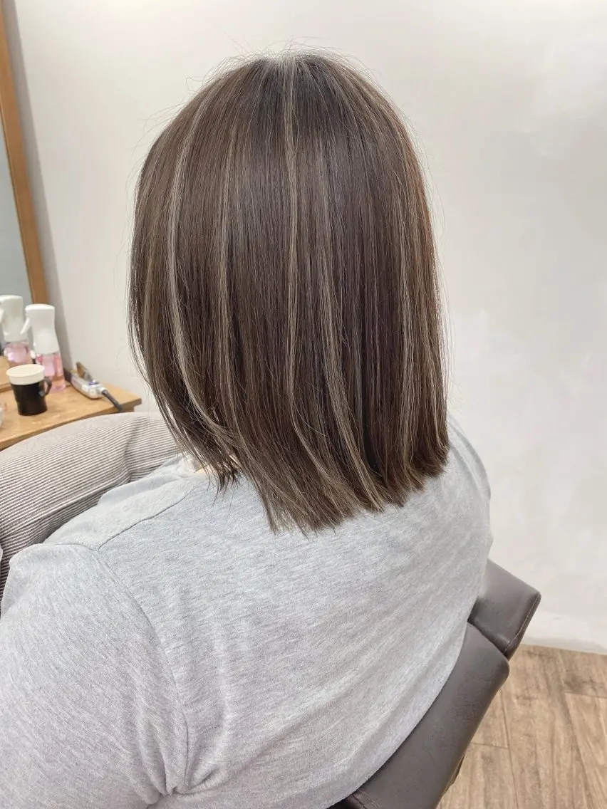 ミディアム カラー ヘアカラー トリートメント ハイライト⭐️上野 高広のヘアスタイル