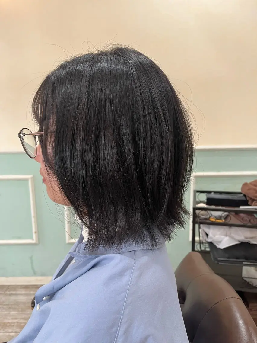 ミディアム レイヤーカット ショート、ボブ 縮毛髪質改善ヨウスケのヘアスタイル