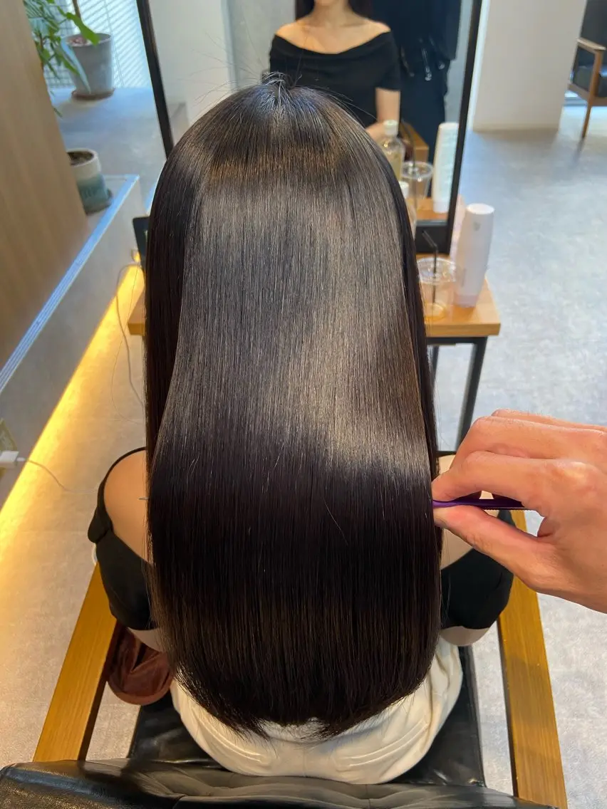 ロング 酸性ストレート カット 縮毛矯正 Free 増山太亮のヘアスタイル