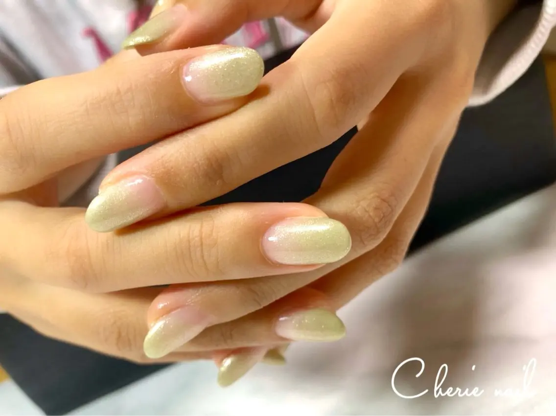 ネイル ジェルネイル グラデーション マグネットネイル 春ネイル Cherienail yunaのネイルデザイン