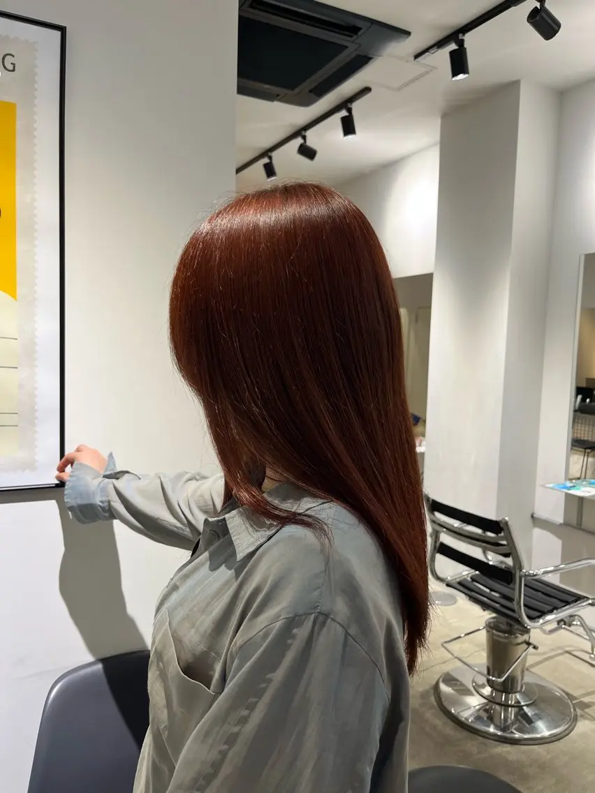 ロング カラー オレンジ ヘアカラー トリートメント 🫧透明感艶カラー 🥣Ousuke💫のヘアスタイル