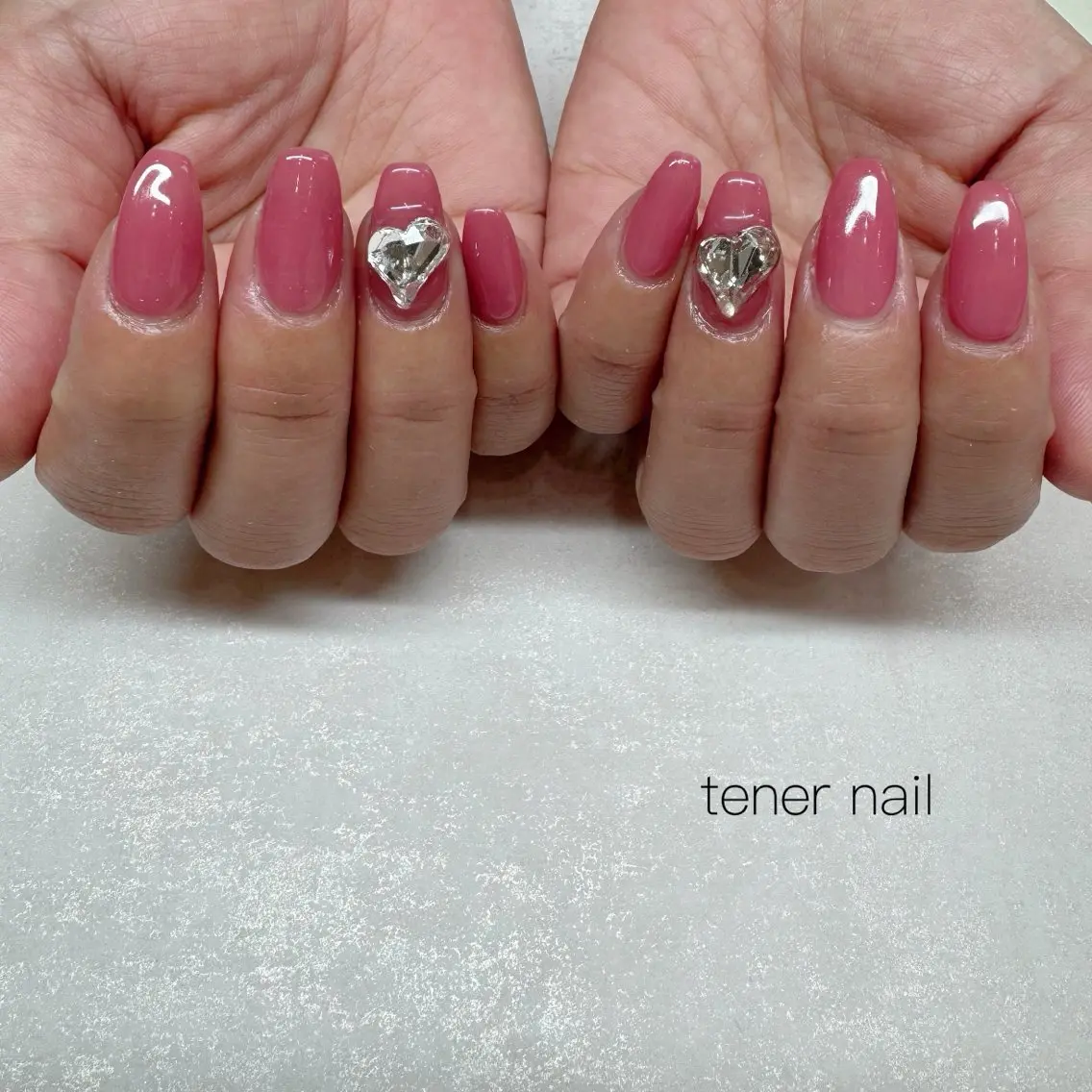 ネイル ハート ピンク ハンドネイル テネルネイル tener nailのネイルデザイン