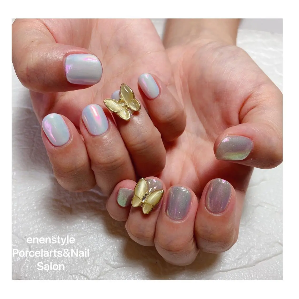 ミディアム ネイル ハンドネイル 🐾enen style 🐾のネイルデザイン