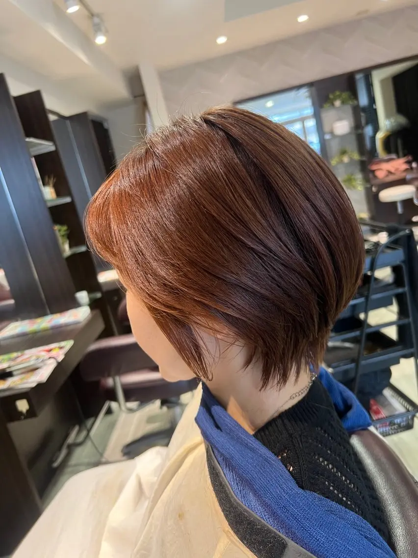 ショート トリートメント 【南草津】髪質改善 ヘナカラー&縮毛矯正のヘアスタイル