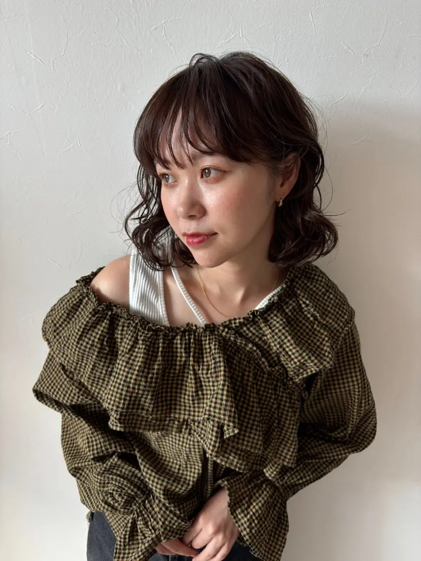 ミディアム カット ヘアカラー 勝田 沙耶のヘアスタイル