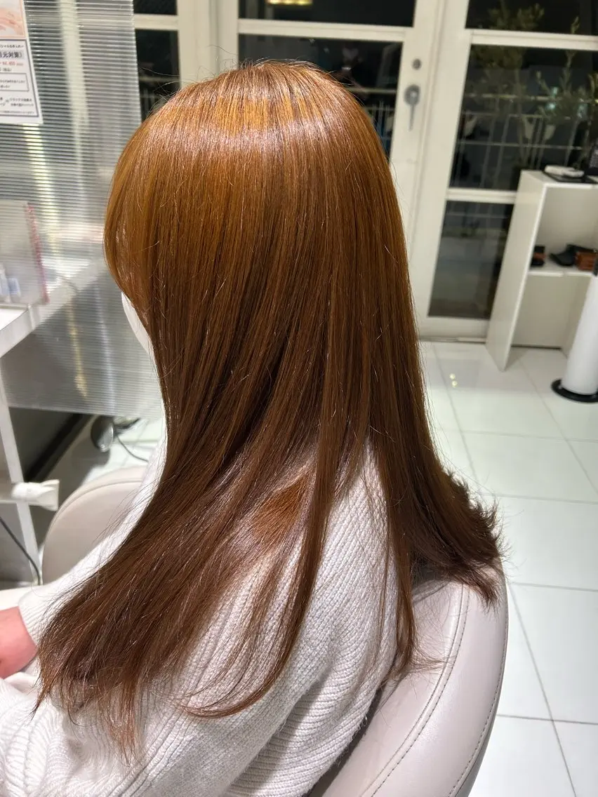ロング 髪質改善 酸性ストレート 縮毛矯正 合庭 柚のヘアスタイル