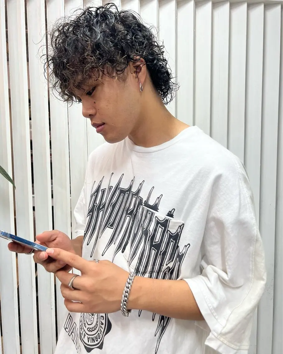 カラー パーマ メンズ アップバング センターパート マッシュ メンズパーマ スパイキーショート 【池袋/スパイキー ショート】ⓝⓘⓜⓤのヘアスタイル