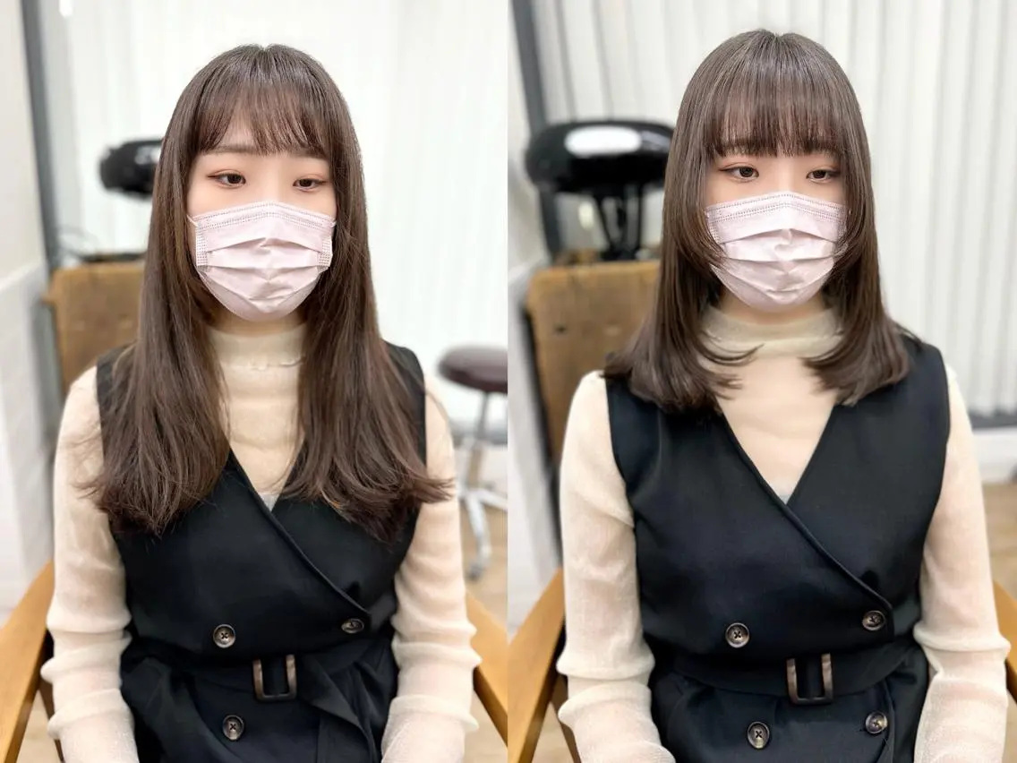 セミロング カラー パーマ ヘアアレンジ メンズ キッズ ネイル マツエク・マツパ アイブロウ 似合せレイヤー/ 柔らか透明感カラーのヘアスタイル