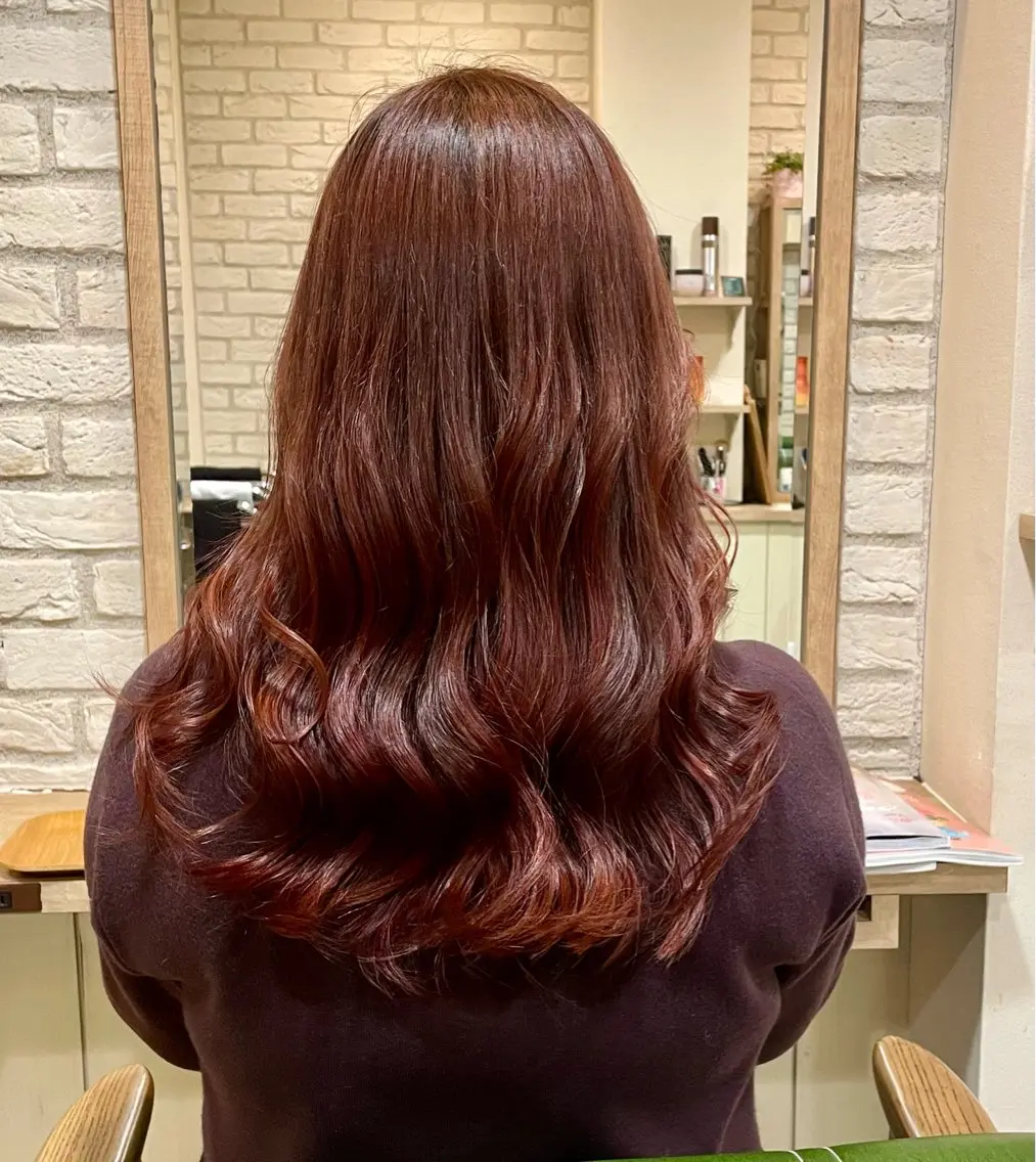 ロング カラー ブラウンカラー ハイライトカラー ローズカラー ローズブラウン ハイライト 清水 有実子のヘアスタイル