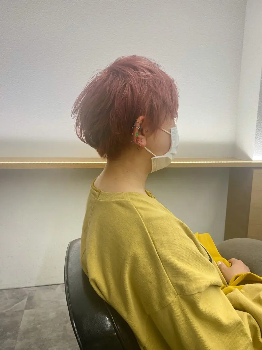 ショート カラー ダブルカラー ピンクカラー バイオレットカラー カット ヘアカラー トリートメント 山﨑 大暉【ダブルカラー】のヘアスタイル