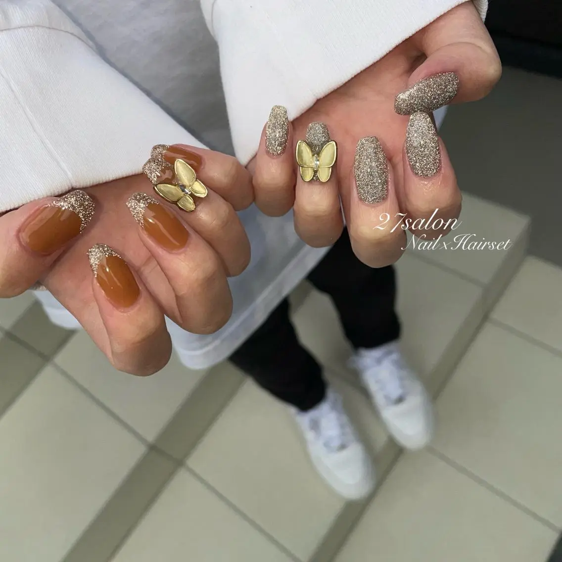 ネイル フラッシュネイル フレンチネイル 27salon yuinaのネイルデザイン