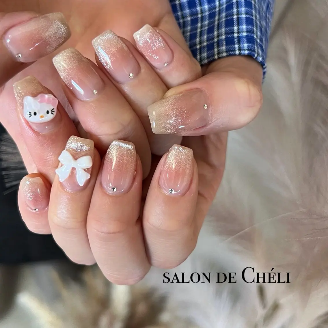 ネイル キラキラネイル マグネットネイル ハンドネイル salon de Cheliのネイルデザイン