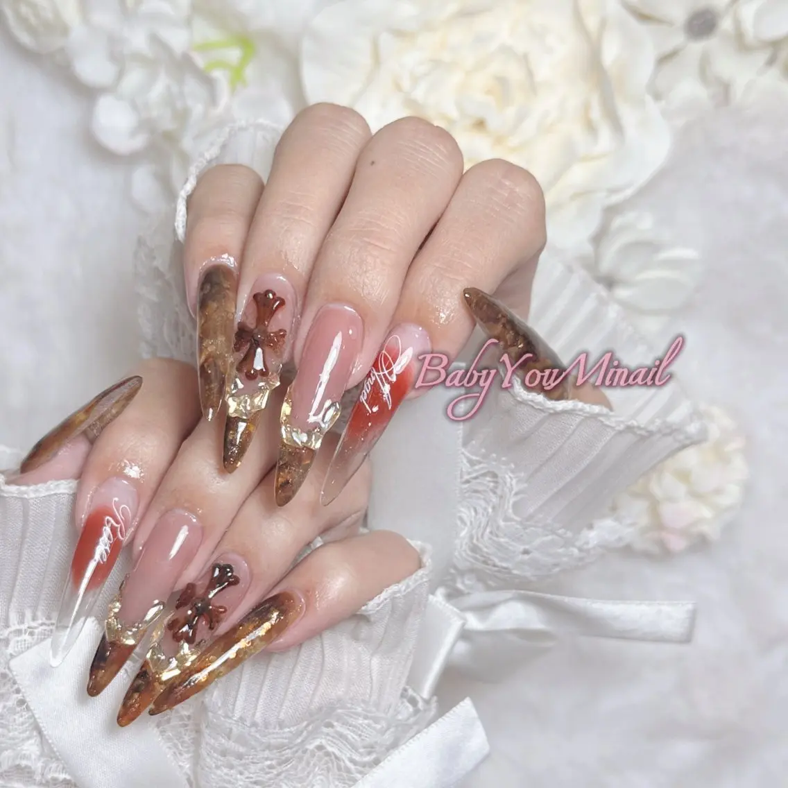 ネイル オーロラネイル チークネイル 成人式 フットネイル フレンチネイル ハンドネイル BabyYouMi nailのネイルデザイン