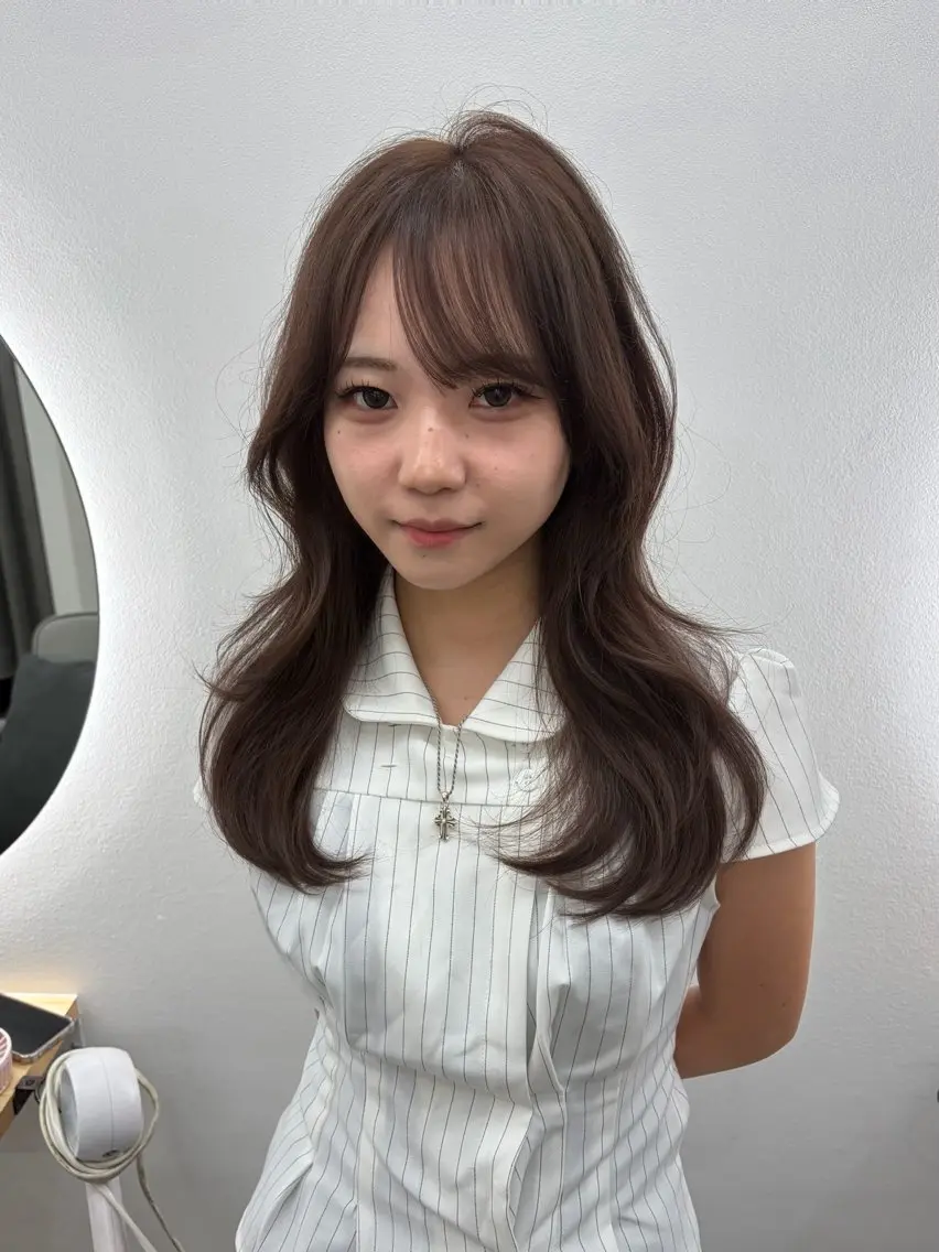 ロング カラー カット ヘアカラー トリートメント ベージュ⟡˖レイヤー ˖ ࣪⊹あずきのヘアスタイル