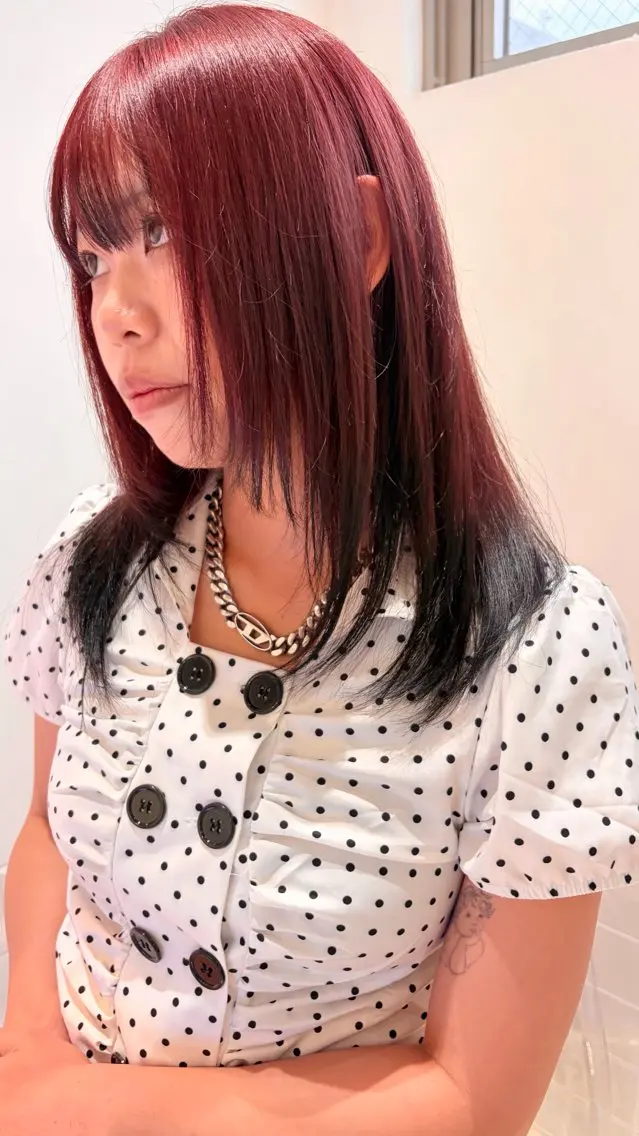 ミディアム カラー デザインカラー グラデーションカラー ヘアカラー トリートメント ヘアセット レイン🌏🍀 透明感/ハイトーンのヘアスタイル