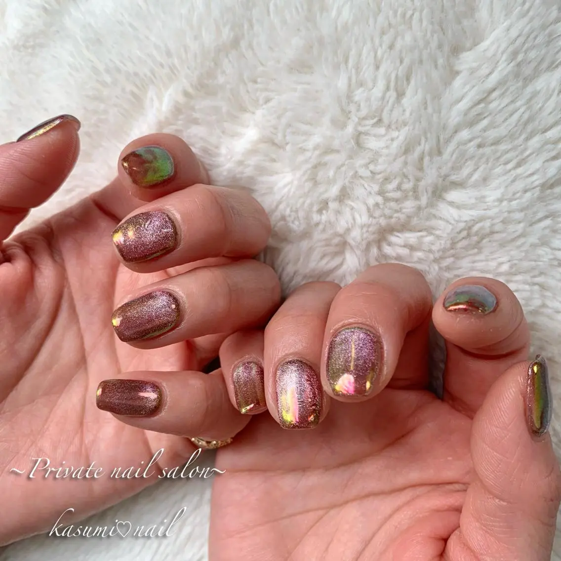 ネイル アートネイル ラメ(グリッター) マグネットネイル ミラーネイル 持ち込み KASUMI♡ Nailのネイルデザイン
