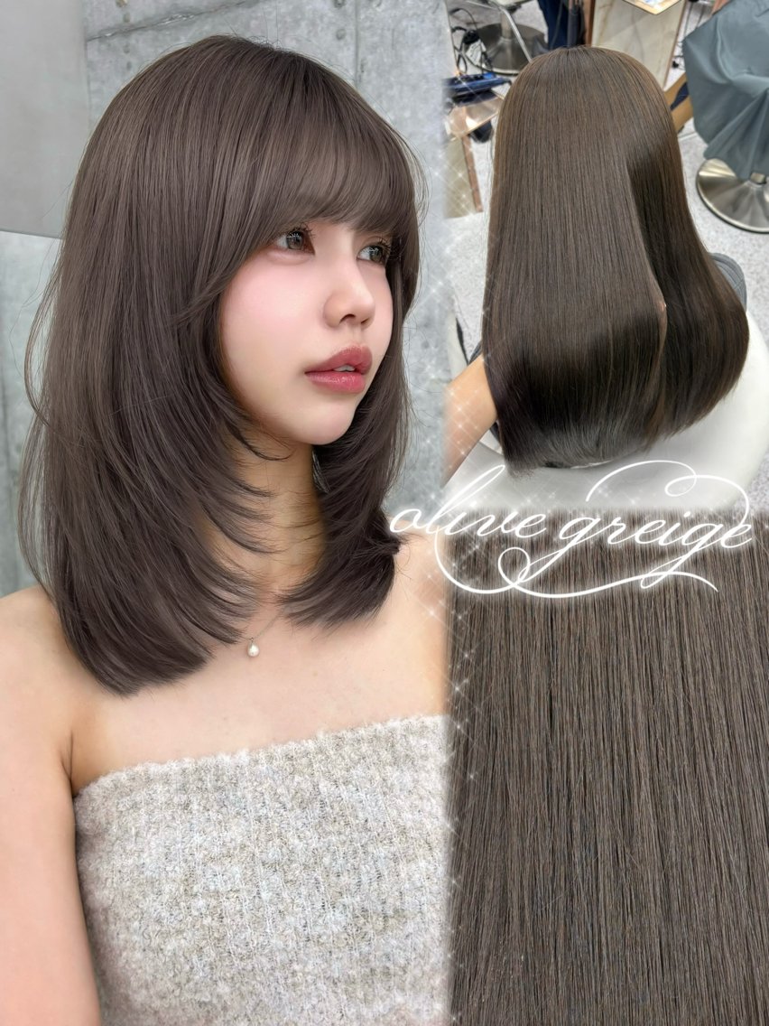 ミディアム カラー カット ヘアカラー トリートメント ブリーチなしベージュ 🤎kotomiのヘアスタイル