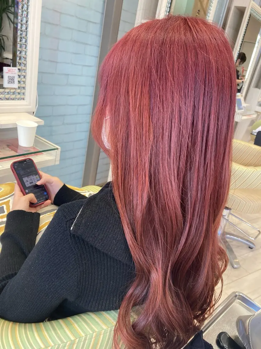 ロング カラー ダブルカラー グラデーションカラー インナーカラー レッドカラー エクステ 🦋‪髪質改善🦋‪ 永倉のヘアスタイル