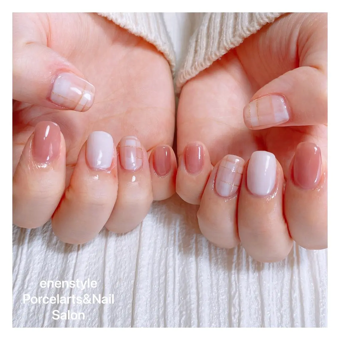 ミディアム ネイル ハンドネイル 🐾enen style 🐾のネイルデザイン