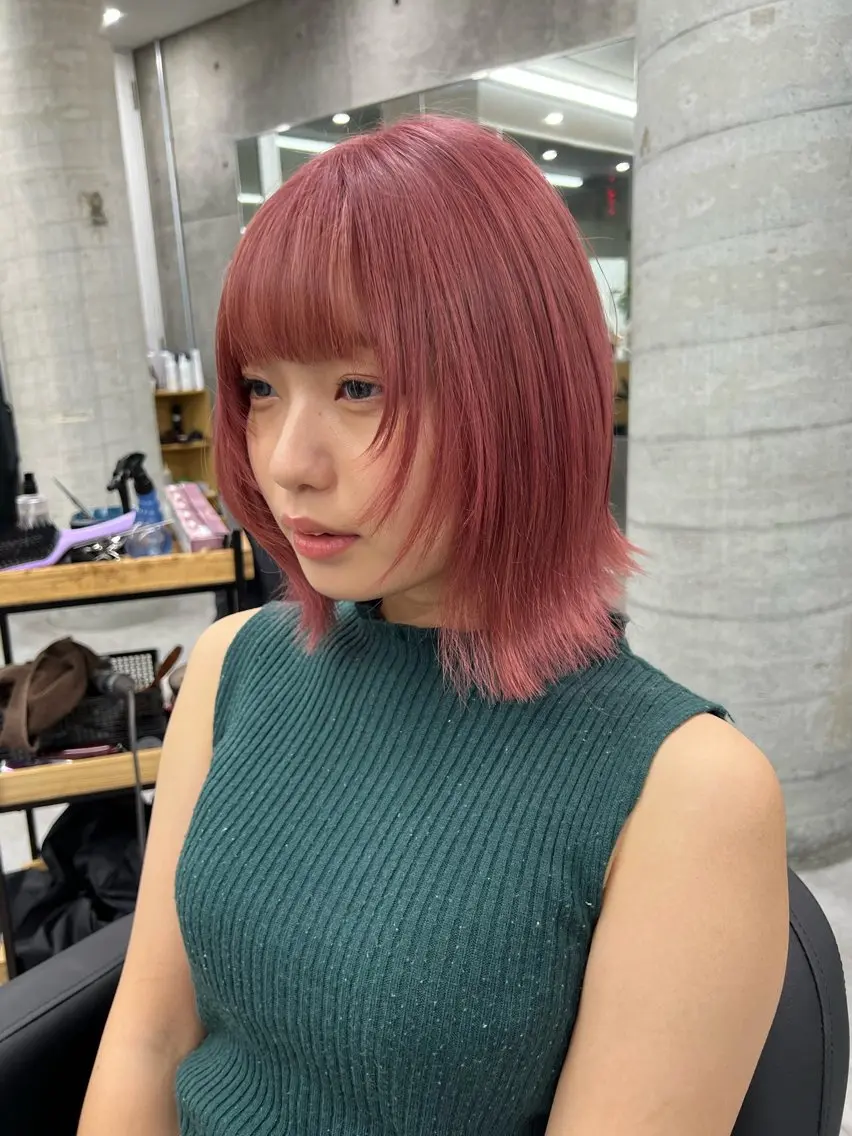ミディアム カラー ピンクカラー レイヤーカット ヘアカラー トリートメント 艶髪✨ブリーチ職人 yasuのヘアスタイル