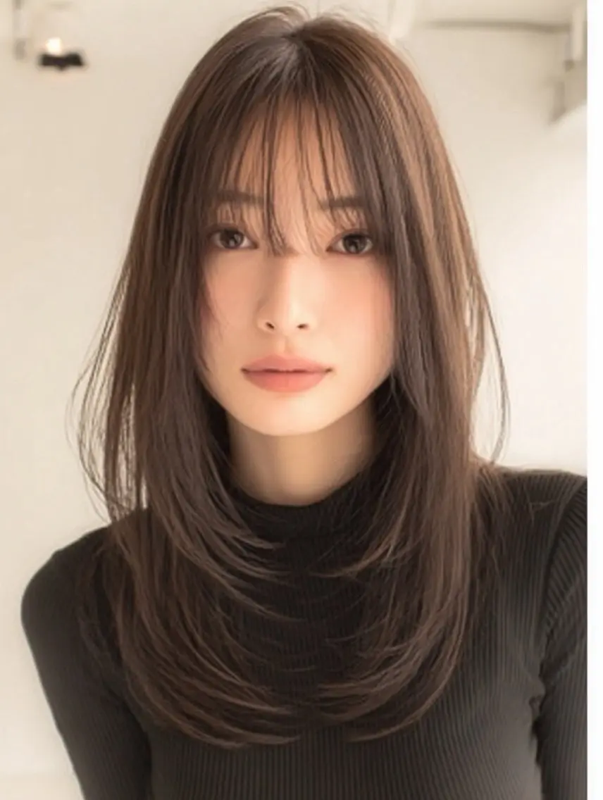 ロング 縮毛矯正 絶対綺麗な暖色カラー 🎯あります✨増渕✨のヘアスタイル