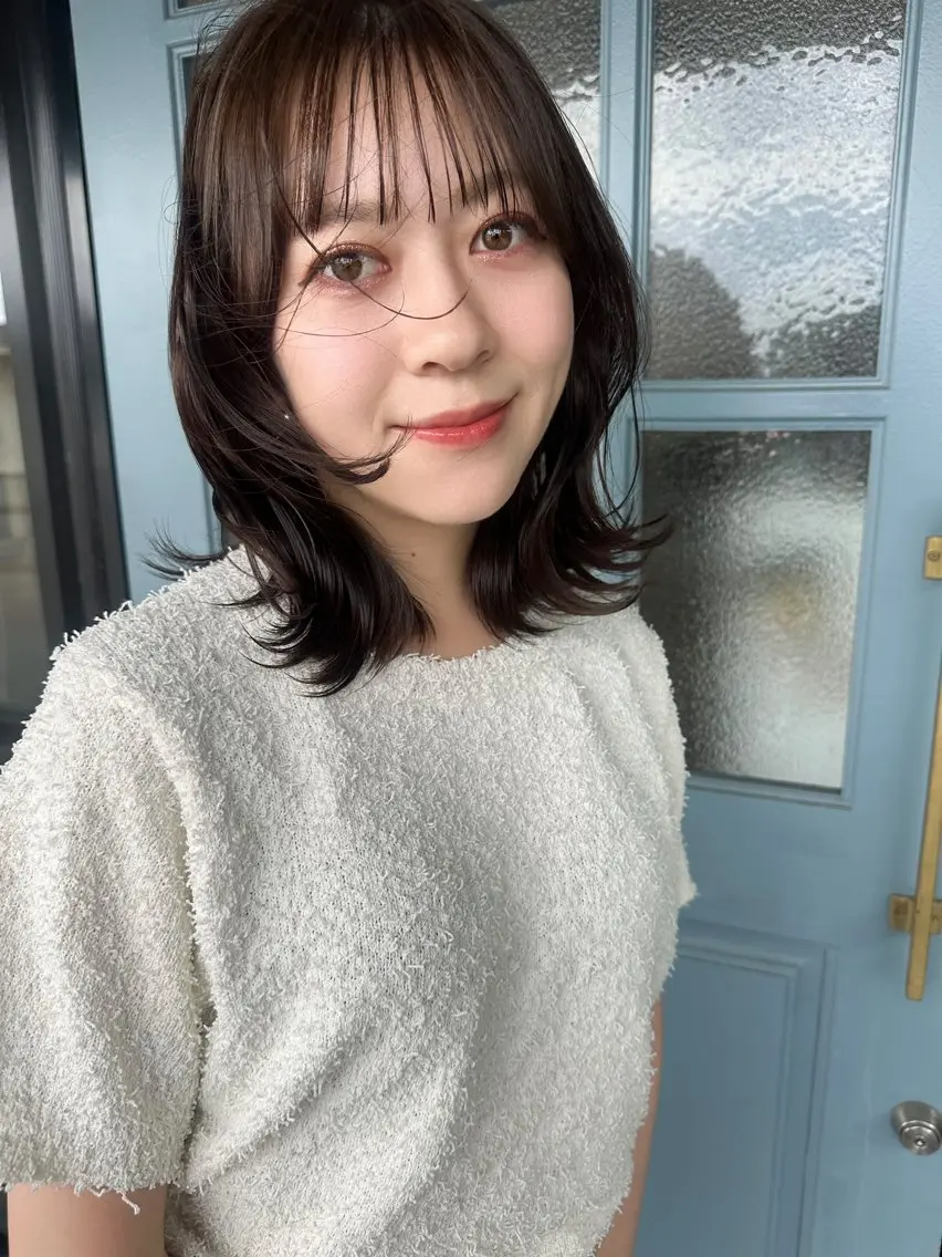 ミディアム カラー ヘアアレンジ くびれヘア 髪質改善/韓国風 レイヤー/田村祐樹のヘアスタイル