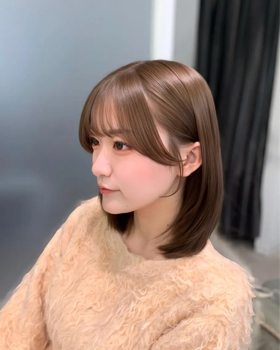 ミディアム カット ヘアカラー トリートメント 🎀韓国風顔周り× 透明感/梅田/アリサのヘアスタイル