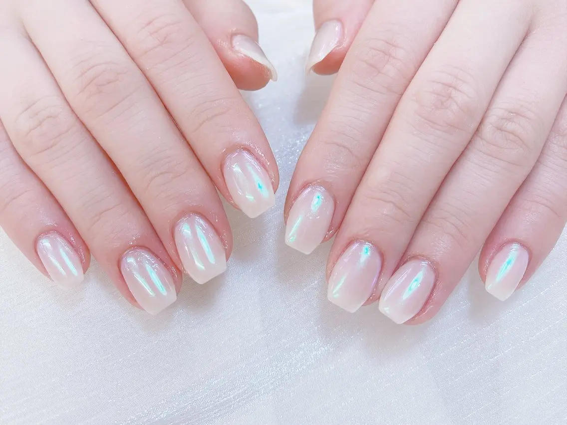 ネイル チークネイル 成人式 フレンチネイル グラデーション 氷ネイル・うるうるネイル ハンドネイル DUO MI nail salonのネイルデザイン