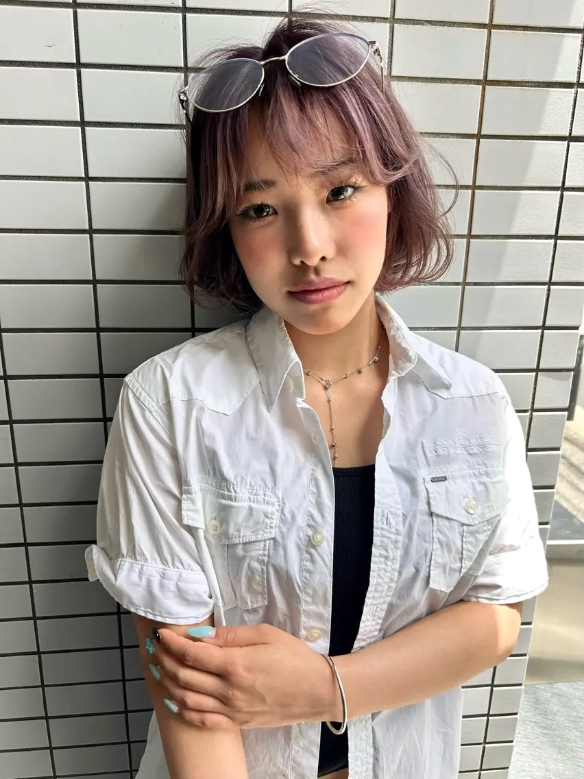 ショート カラー 透明感カラー グレージュ MISAKI ショート透明感カラーのヘアスタイル