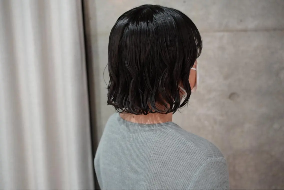 ミディアム パーマ カット パーマ トリートメント ボブパーマコテ巻き風 パーマNo1深江秀平のヘアスタイル
