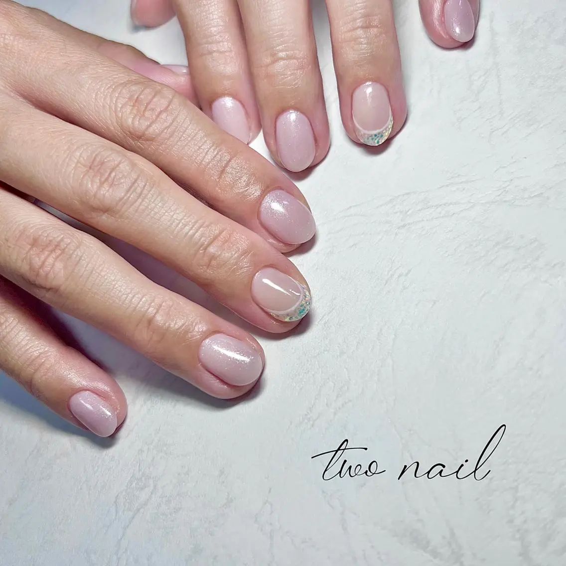 ネイル アートネイル フットネイル ハート ニュアンスネイル ホワイト two nailのネイルデザイン
