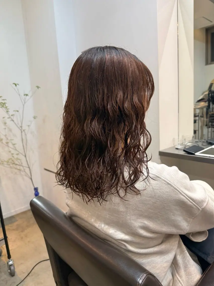 ミディアム 🌿朝5分でお洒落 パーマスタイル🌿のヘアスタイル