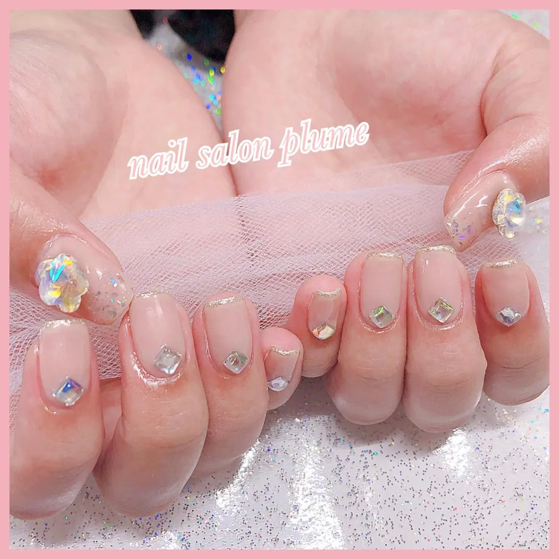 ネイル アートネイル カジュアル フラワーネイル フレンチネイル ハート plume nail ☆韓国ネイルのネイルデザイン